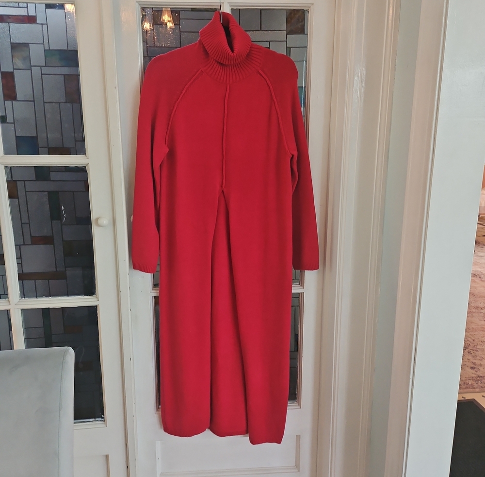 Red Turtleneck Sweater  - Classic Cozy Style